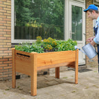 48" x 24" x 32" Raised Garden Bed with Funnel Design & Hooks, 660lb Capacity, Natural
