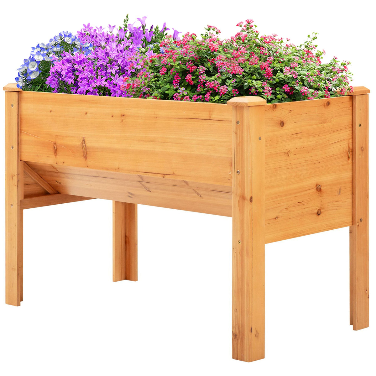 48" x 24" x 32" Raised Garden Bed with Funnel Design & Hooks, 660lb Capacity, Natural