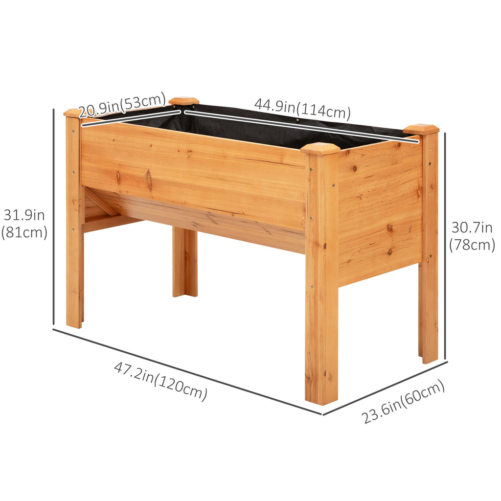 48" x 24" x 32" Raised Garden Bed with Funnel Design & Hooks, 660lb Capacity, Natural
