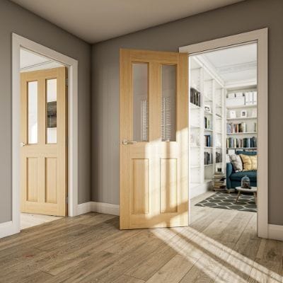 Bury Oak Prefinished Glazed Internal Fire Door FD30 - All Sizes