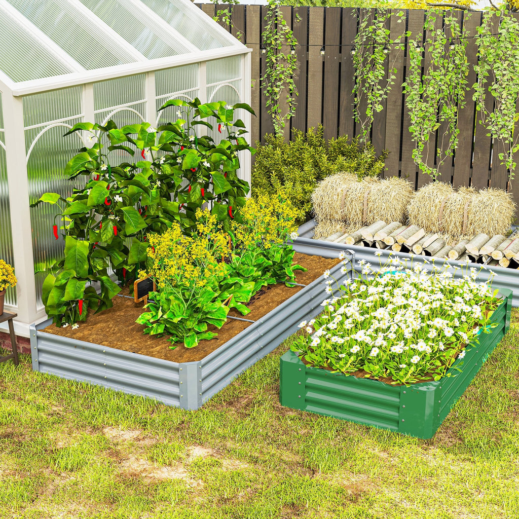 8' x 4' x 1' Galvanized Raised Garden Bed with Open Bottom, Silver