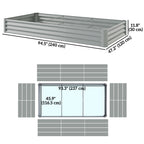 8' x 4' x 1' Galvanized Raised Garden Bed with Open Bottom, Silver