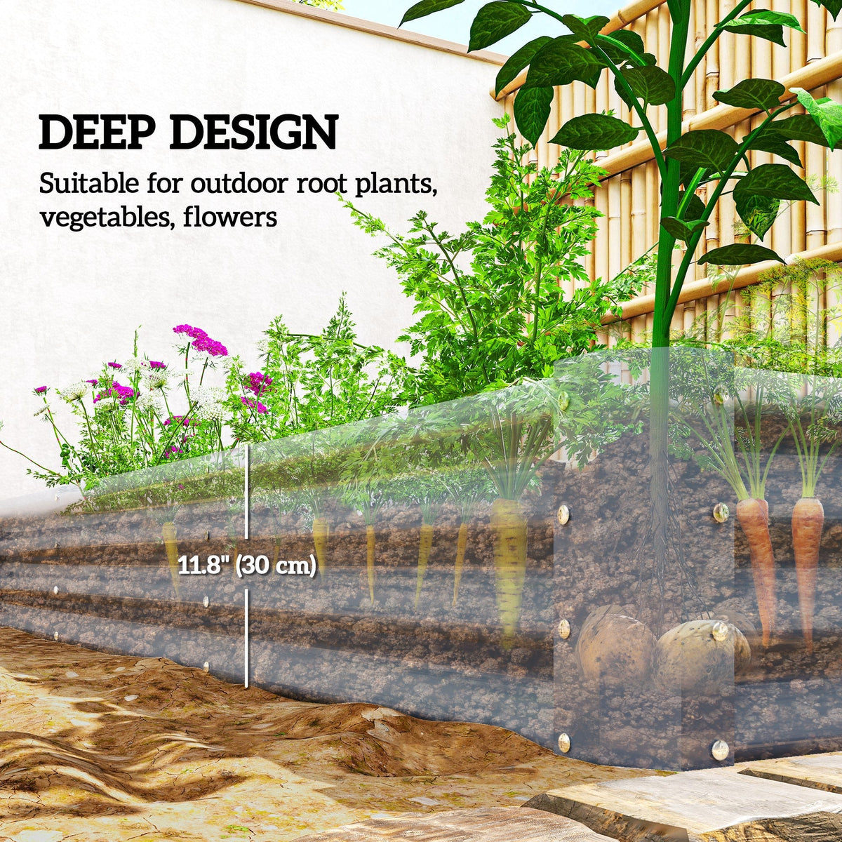 8' x 4' x 1' Galvanized Raised Garden Bed with Open Bottom, Silver