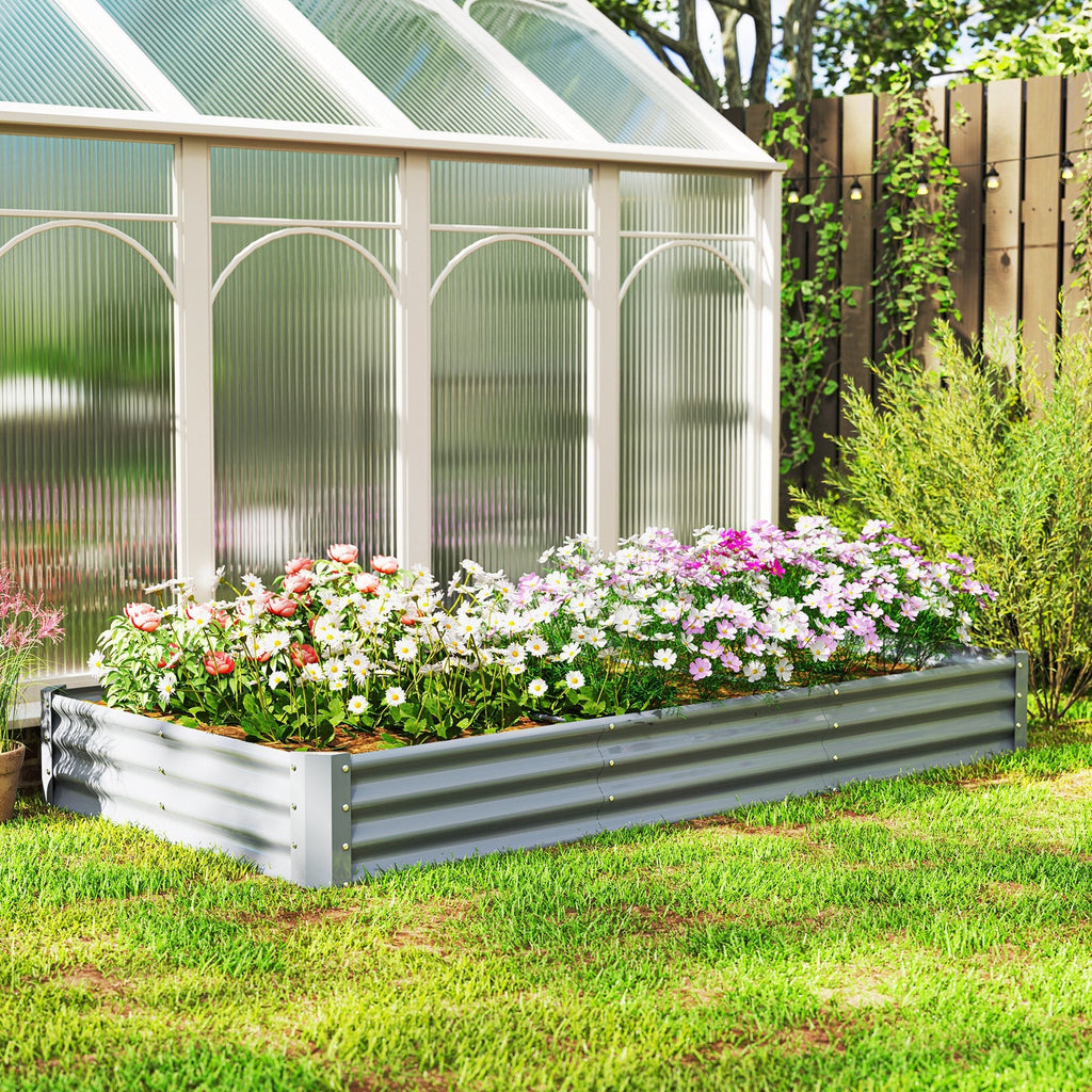 8' x 4' x 1' Galvanized Raised Garden Bed with Open Bottom, Silver