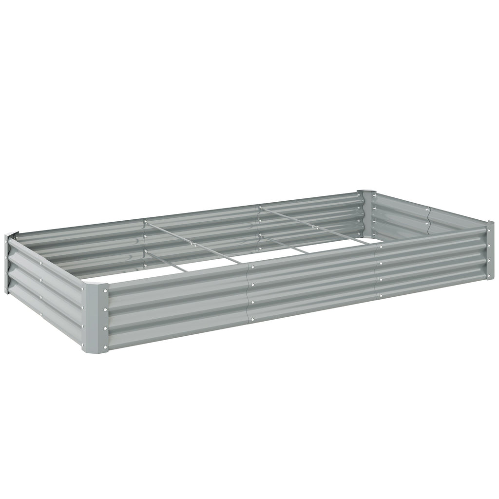 8' x 4' x 1' Galvanized Raised Garden Bed with Open Bottom, Silver