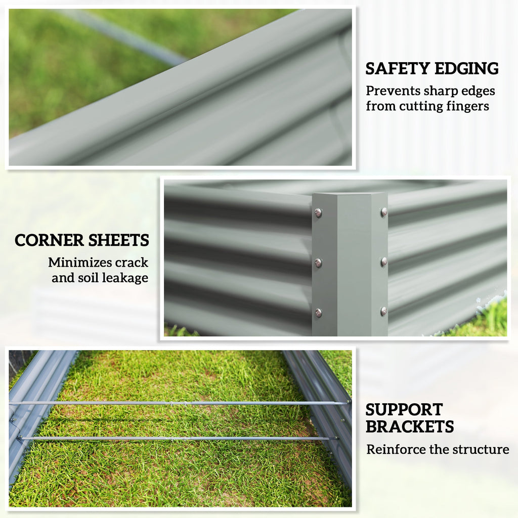 8' x 4' x 1' Galvanized Raised Garden Bed with Open Bottom, Silver