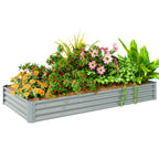 8' x 4' x 1' Galvanized Raised Garden Bed with Open Bottom, Silver