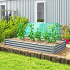 8' x 4' x 1' Galvanized Raised Garden Bed with Open Bottom, Silver