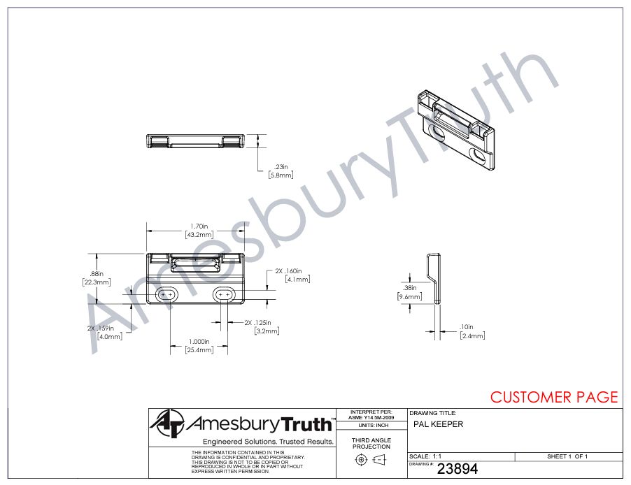 C1010K 23894 Amesbury Truth Positive Action Lock Face Mount