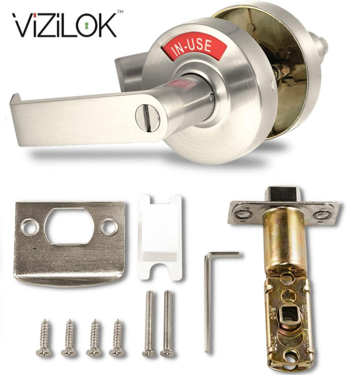 ADA Door Lock with Indicator in Satin Nickel Left-Handed