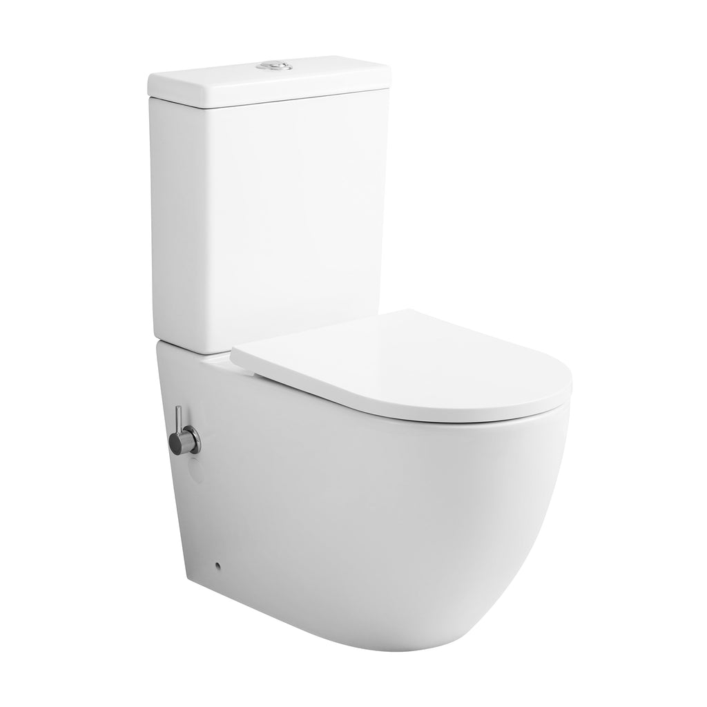 Zenith Close Coupled Toilet with Soft Close Seat, Cistern & Built-in Bidet - White