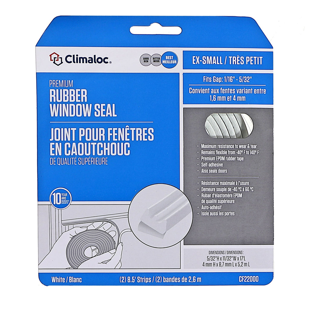 1/8 in. x 3/8 in. x 17 ft. White Premium Rubber Window Seal for Ex-Small Gaps
