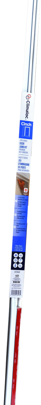 White Aluminum and Vinyl CINCH® Self-adhesive Top and Sides Door Seal Kit
