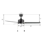 VINK 52 inch 3-Blade Ceiling Fan with LED Light & Pull Chain