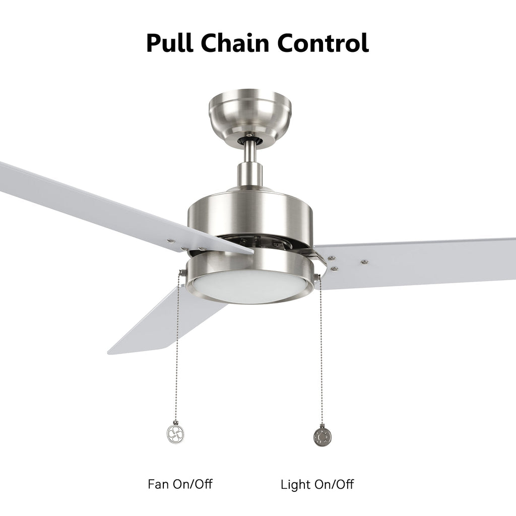 VINK 52 inch 3-Blade Ceiling Fan with LED Light & Pull Chain