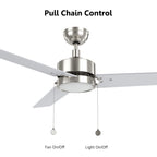 VINK 52 inch 3-Blade Ceiling Fan with LED Light & Pull Chain