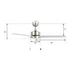 VINK 52 inch 3-Blade Ceiling Fan with LED Light & Pull Chain