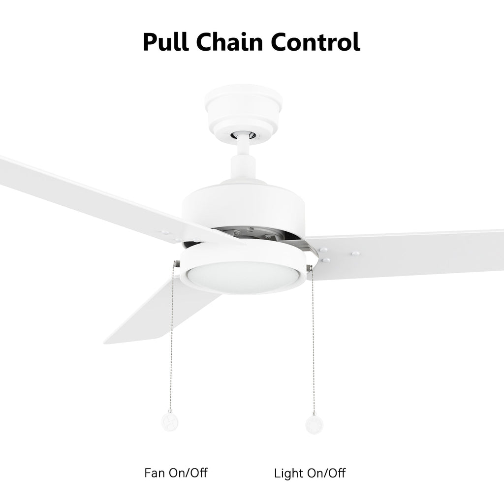 VINK 52 inch 3-Blade Ceiling Fan with LED Light & Pull Chain