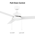 VINK 52 inch 3-Blade Ceiling Fan with LED Light & Pull Chain