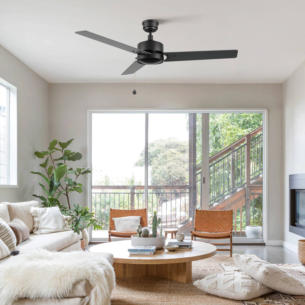 VINK 52 inch 3-Blade No Light Ceiling Fan with Pull Chain