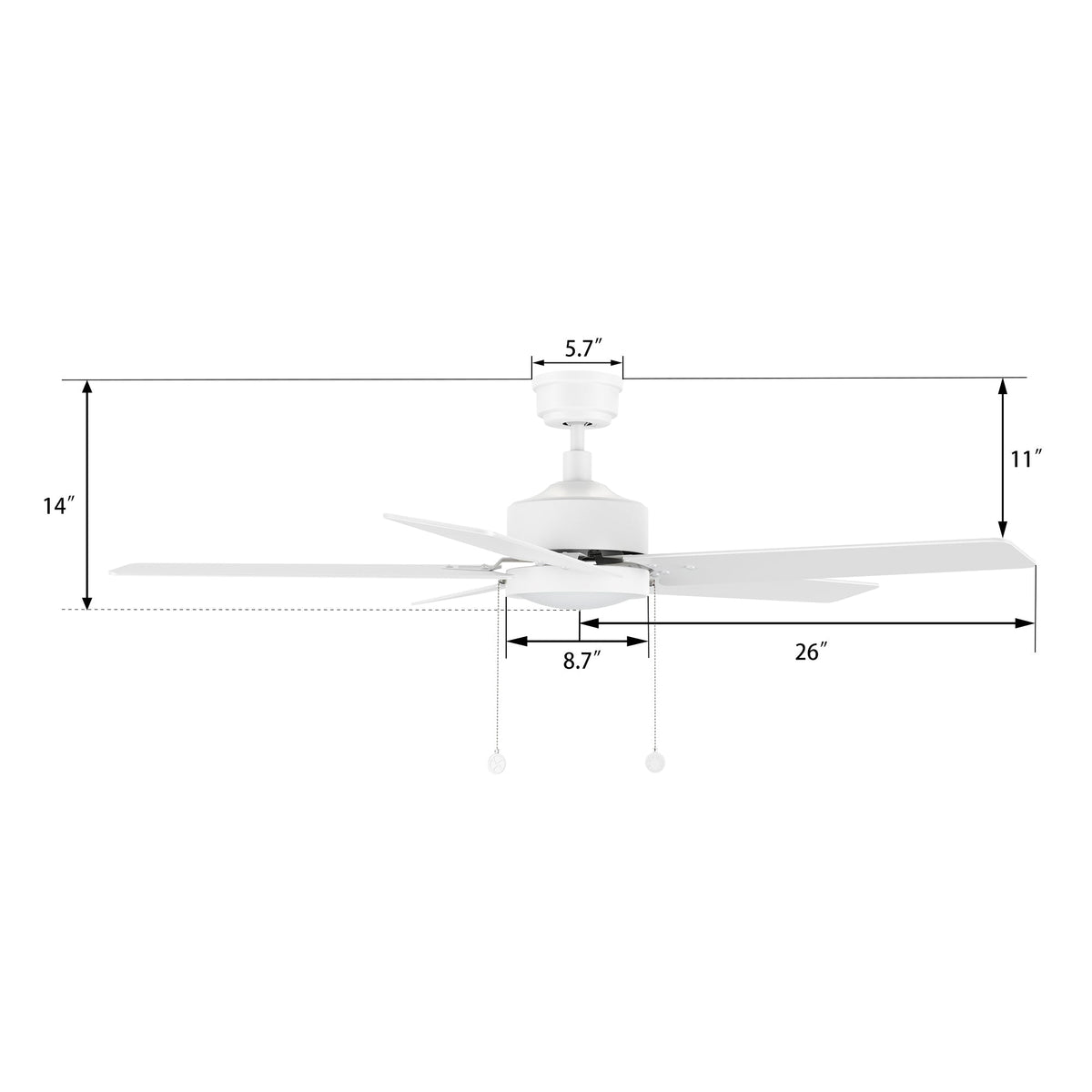 VINK 52 inch 5-Blade Ceiling Fan with LED Light & Pull Chain
