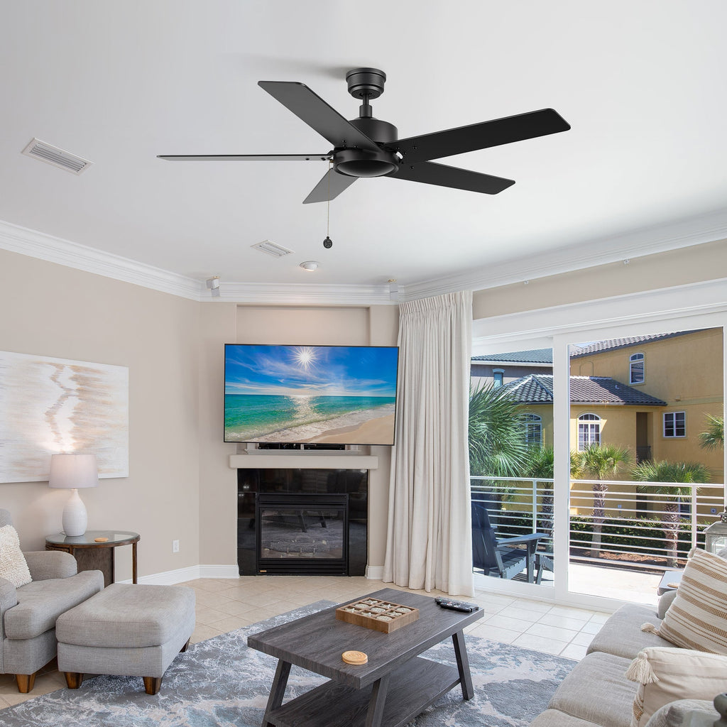 VINK 52 inch 5-Blade No Light Ceiling Fan with Pull Chain
