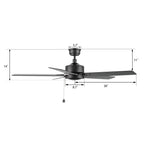 VINK 52 inch 5-Blade No Light Ceiling Fan with Pull Chain