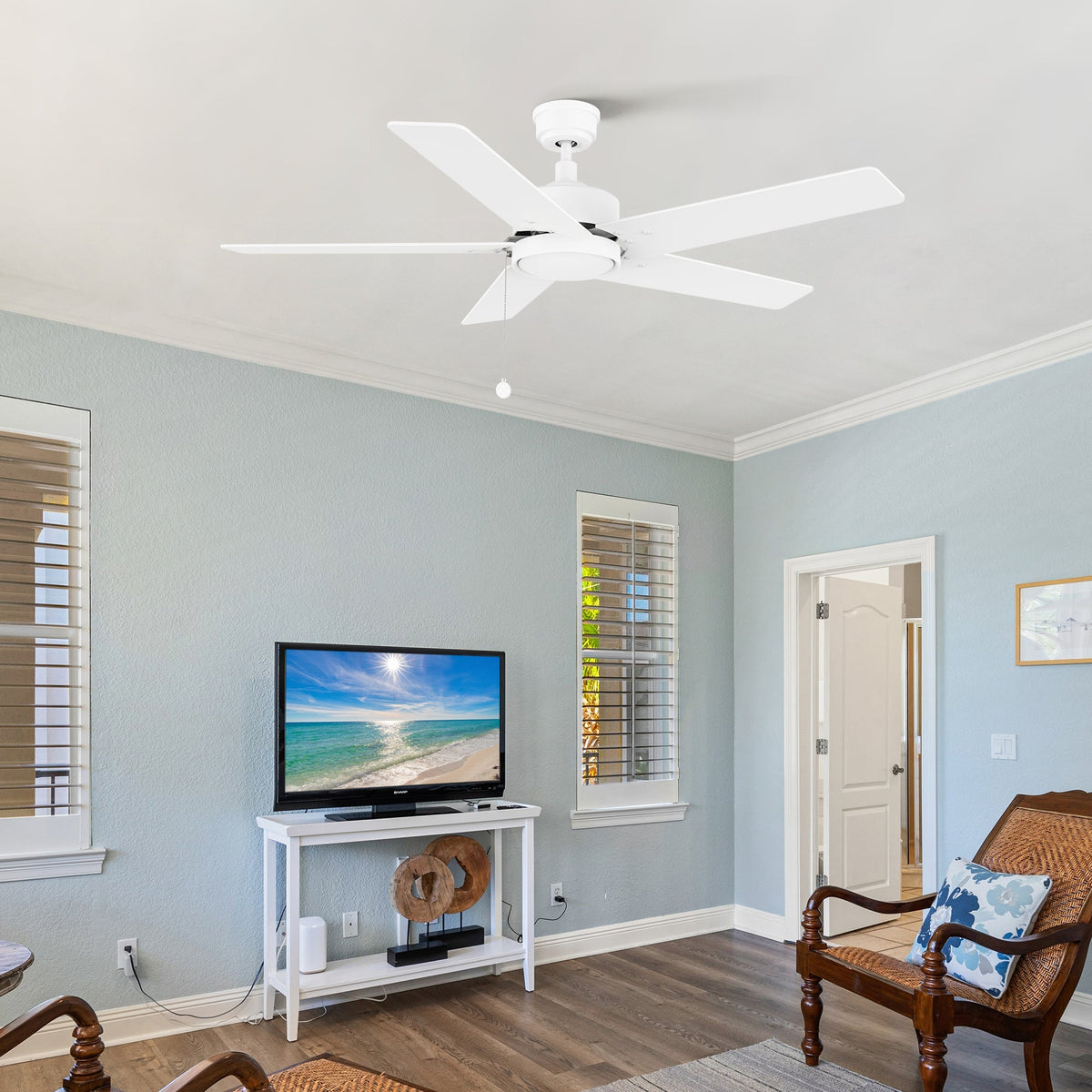 VINK 52 inch 5-Blade No Light Ceiling Fan with Pull Chain