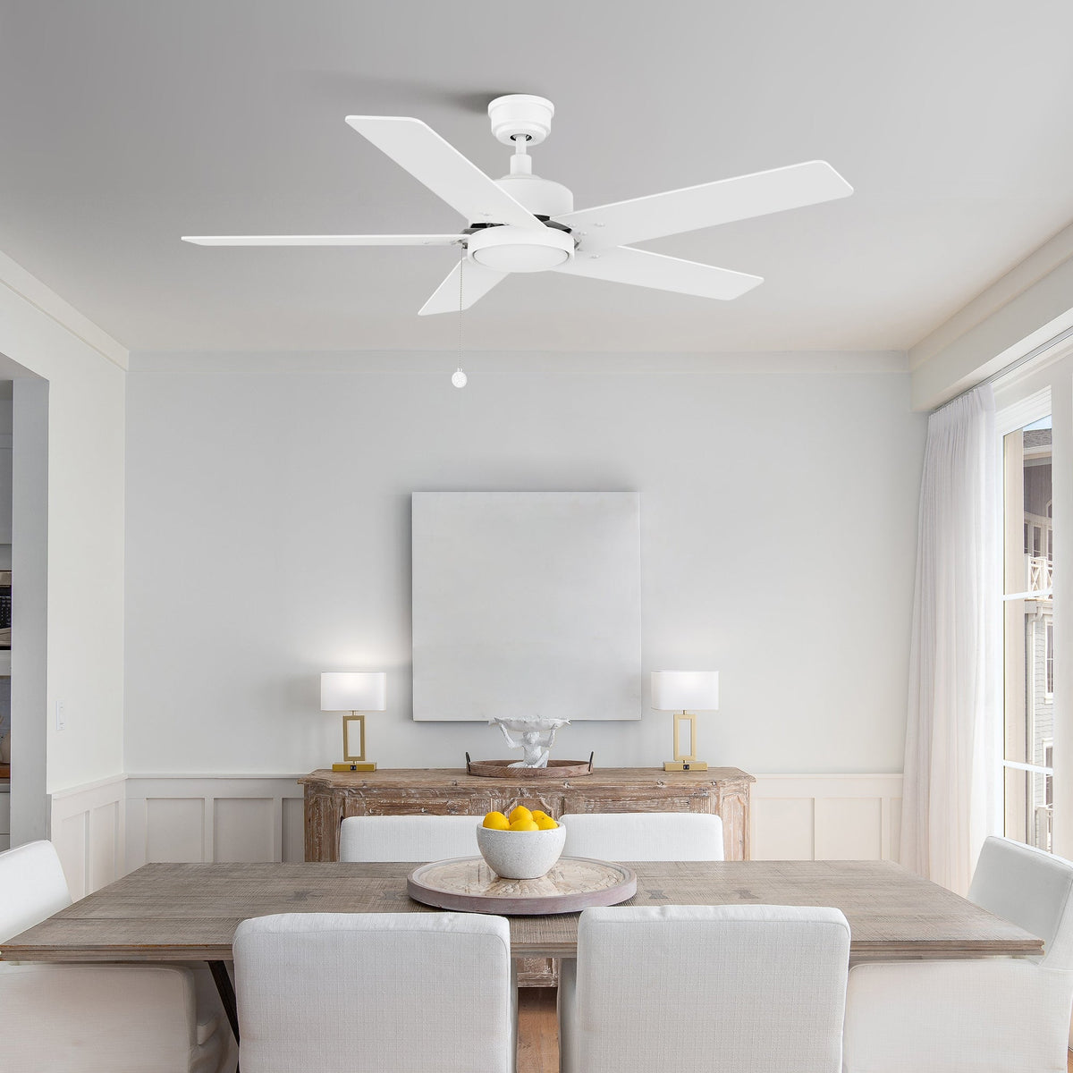 VINK 52 inch 5-Blade No Light Ceiling Fan with Pull Chain
