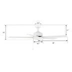 VINK 52 inch 5-Blade No Light Ceiling Fan with Pull Chain