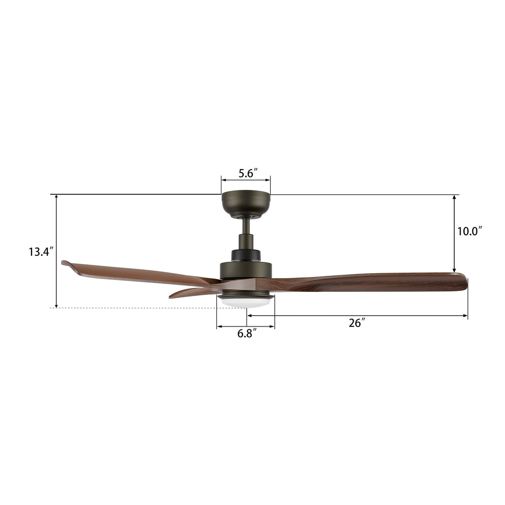 ECOSKY 52 inch 3-Blade Ceiling Fan with LED Light & Remote
