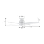 SANTANA 52 inch 4-Blade Flush Mount No Light Ceiling Fan with Remote
