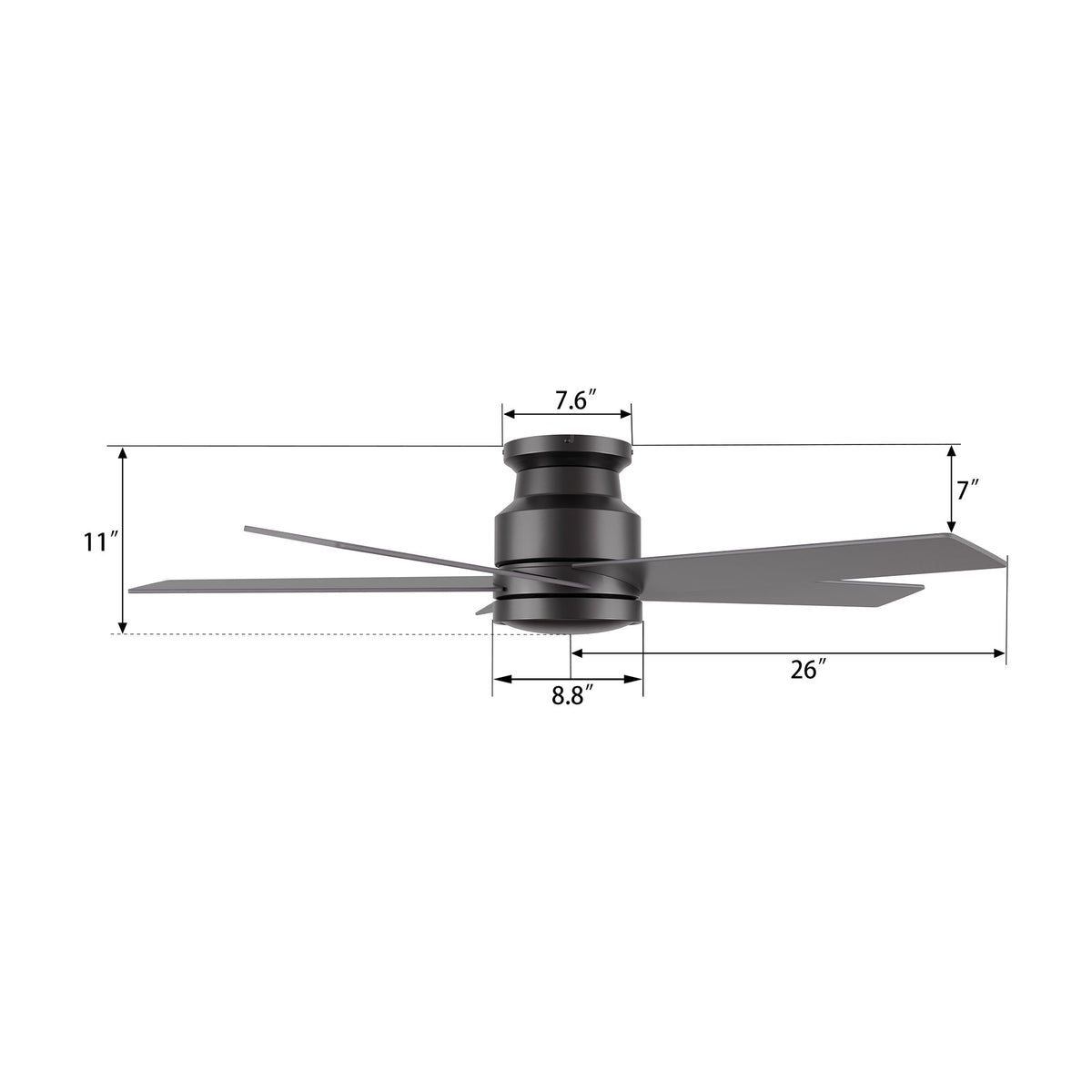 SANTANA 52 inch 5-Blade Flush Mount No Light Ceiling Fan Remote