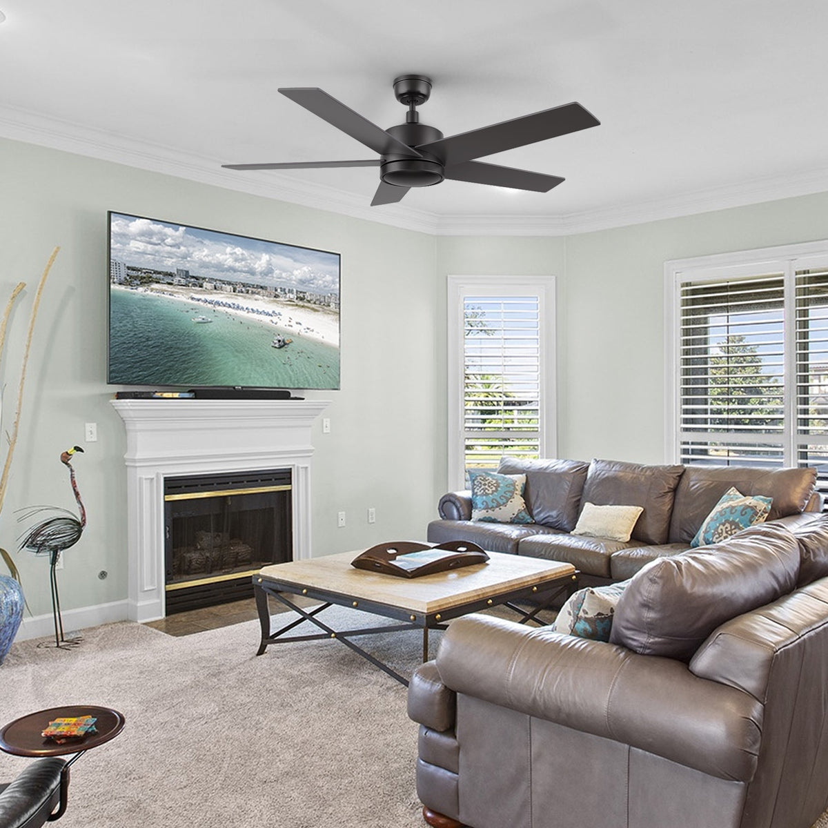 SANTANA 52 inch 5-Blade No Light Ceiling Fan with Remote
