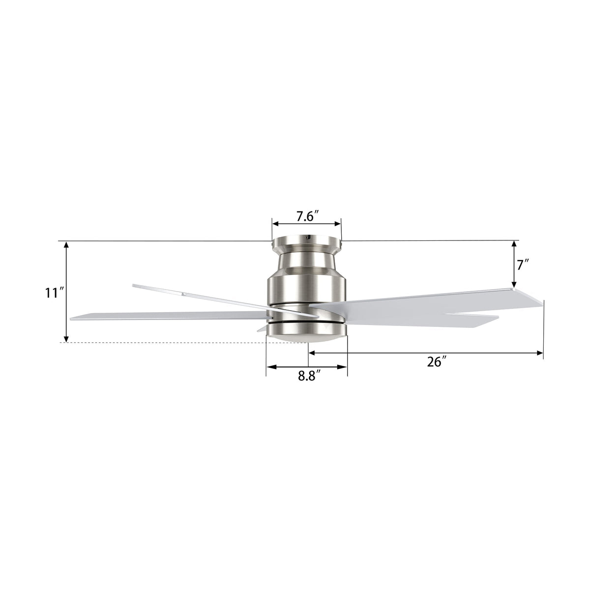 SANTANA 52 inch 5-Blade Flush Mount No Light Ceiling Fan Remote