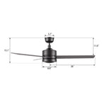 SANTANA 52 inch 3-Blade No Light Ceiling Fan with Wall Control