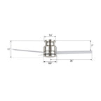 SANTANA 52 inch 3-Blade Flush Mount No Light Ceiling Fan with Wall Control