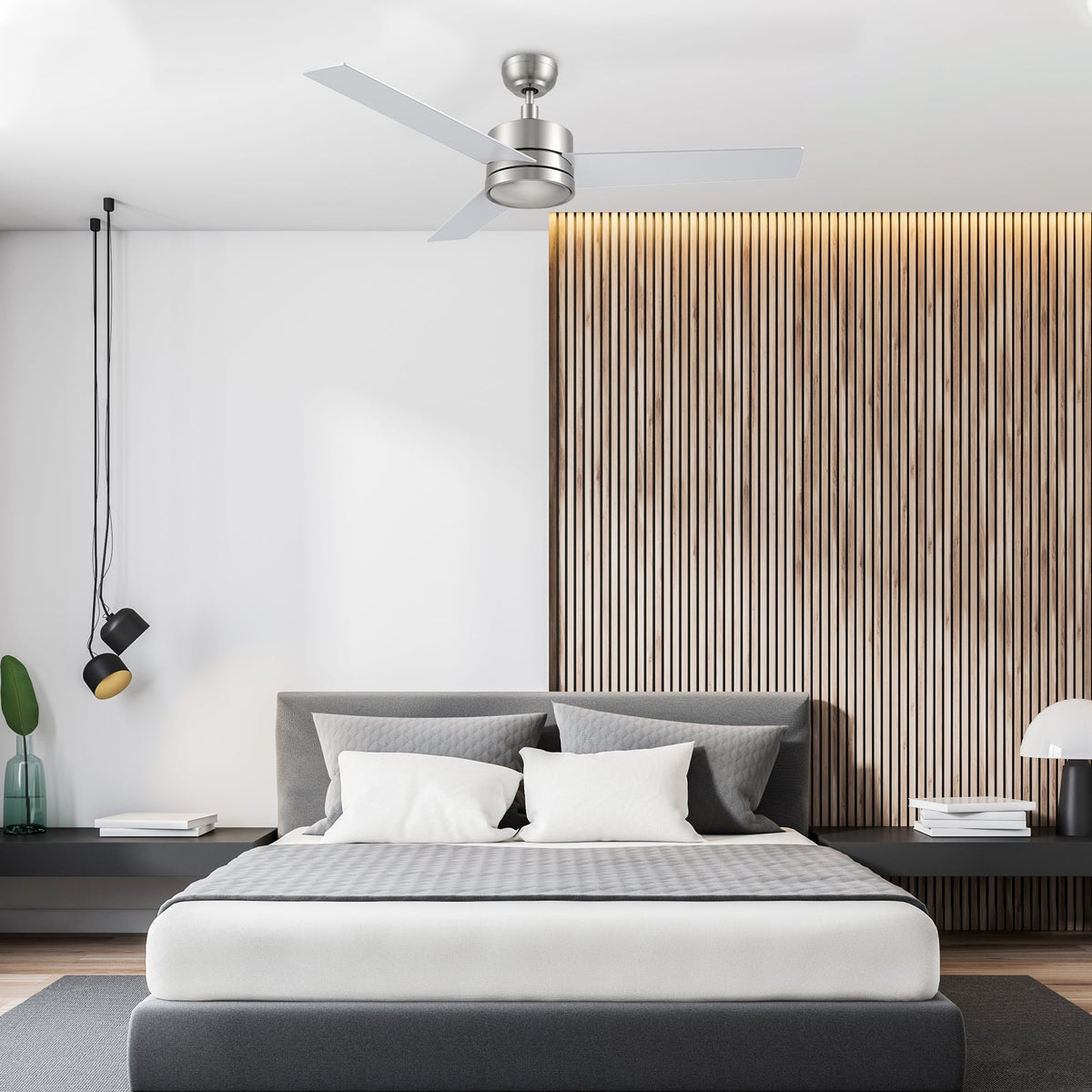 SANTANA 52 inch 3-Blade No Light Ceiling Fan with Wall Control