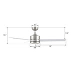SANTANA 52 inch 3-Blade No Light Ceiling Fan with Wall Control