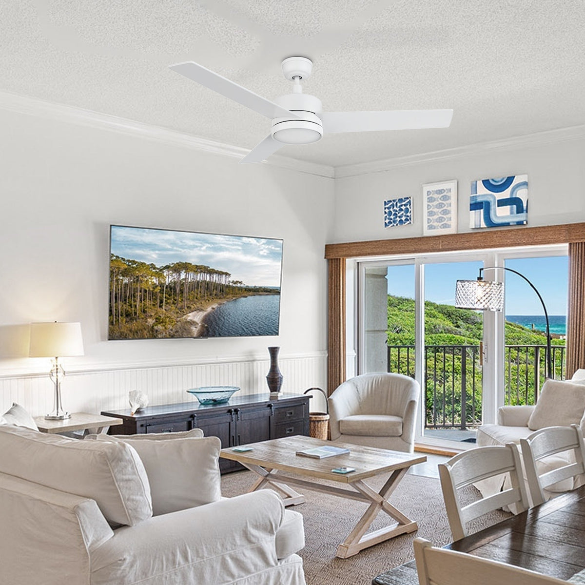 SANTANA 52 inch 3-Blade No Light Ceiling Fan with Wall Control