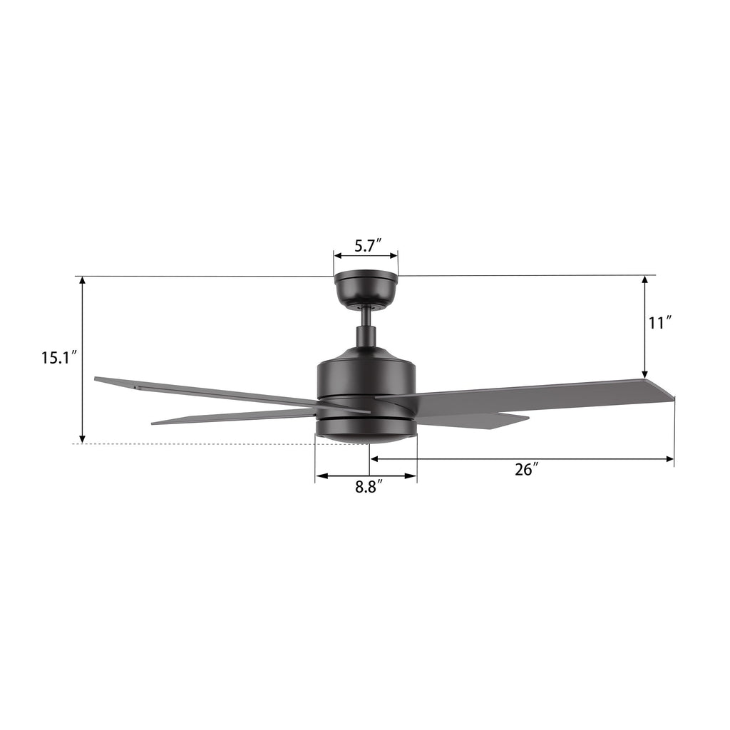 SANTANA 52 inch 4-Blade No Light Ceiling Fan with Wall Control