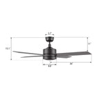 SANTANA 52 inch 4-Blade No Light Ceiling Fan with Wall Control