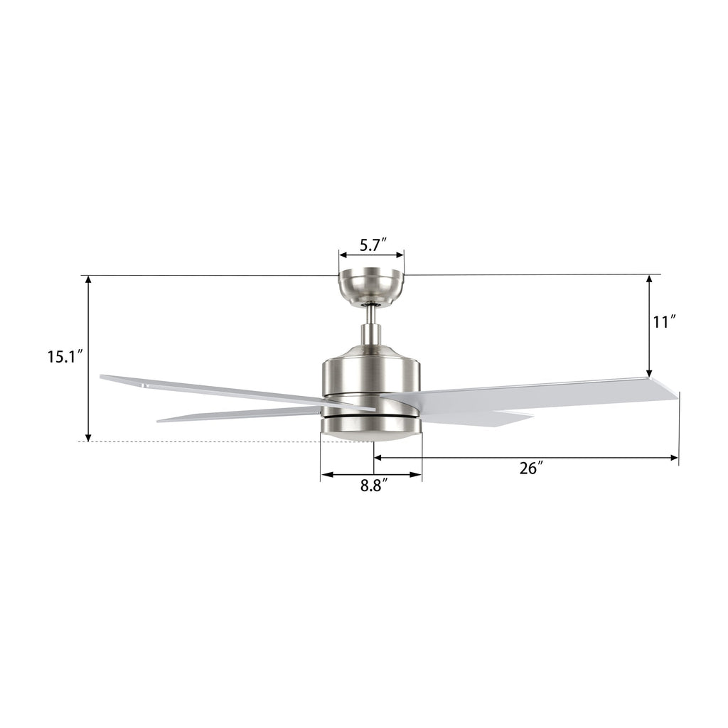 SANTANA 52 inch 4-Blade No Light Ceiling Fan with Wall Control