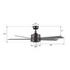 SANTANA 52 inch 5-Blade No Light Ceiling Fan with Wall Control