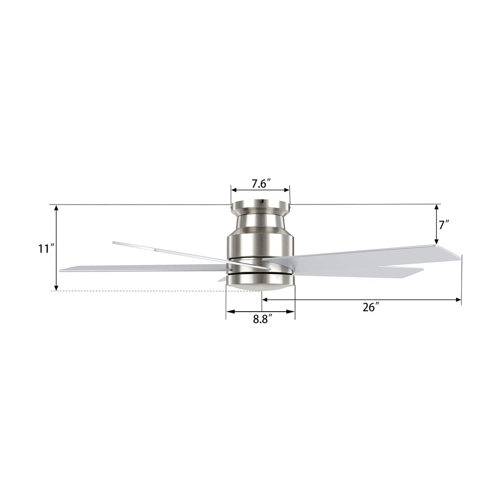 SANTANA 52 inch 5-Blade Flush Mount No Light Ceiling Fan with Wall Control