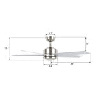 SANTANA 52 inch 5-Blade No Light Ceiling Fan with Wall Control