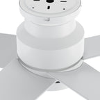 SANTANA 52 inch 5-Blade Flush Mount No Light Ceiling Fan with Wall Control