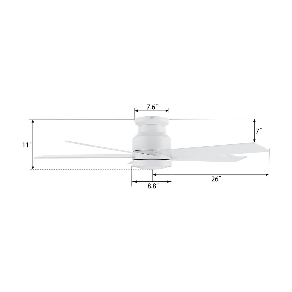 SANTANA 52 inch 5-Blade Flush Mount No Light Ceiling Fan with Wall Control