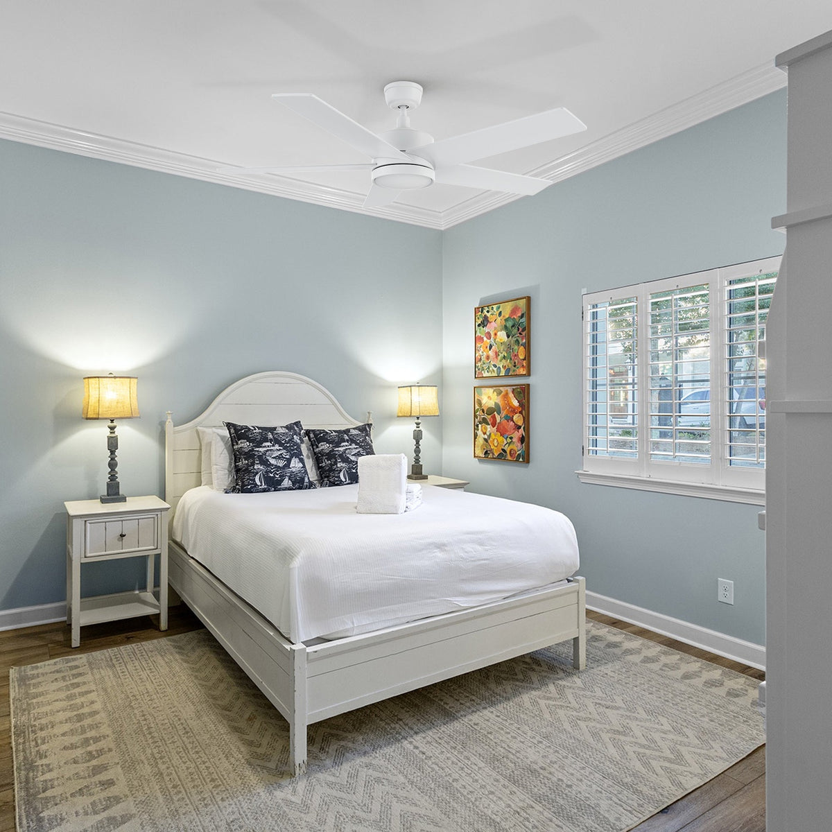 SANTANA 52 inch 5-Blade No Light Ceiling Fan with Wall Control