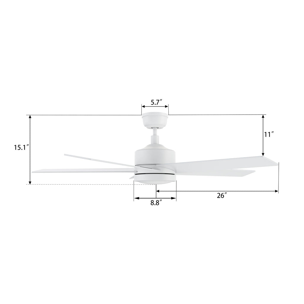 SANTANA 52 inch 5-Blade No Light Ceiling Fan with Wall Control